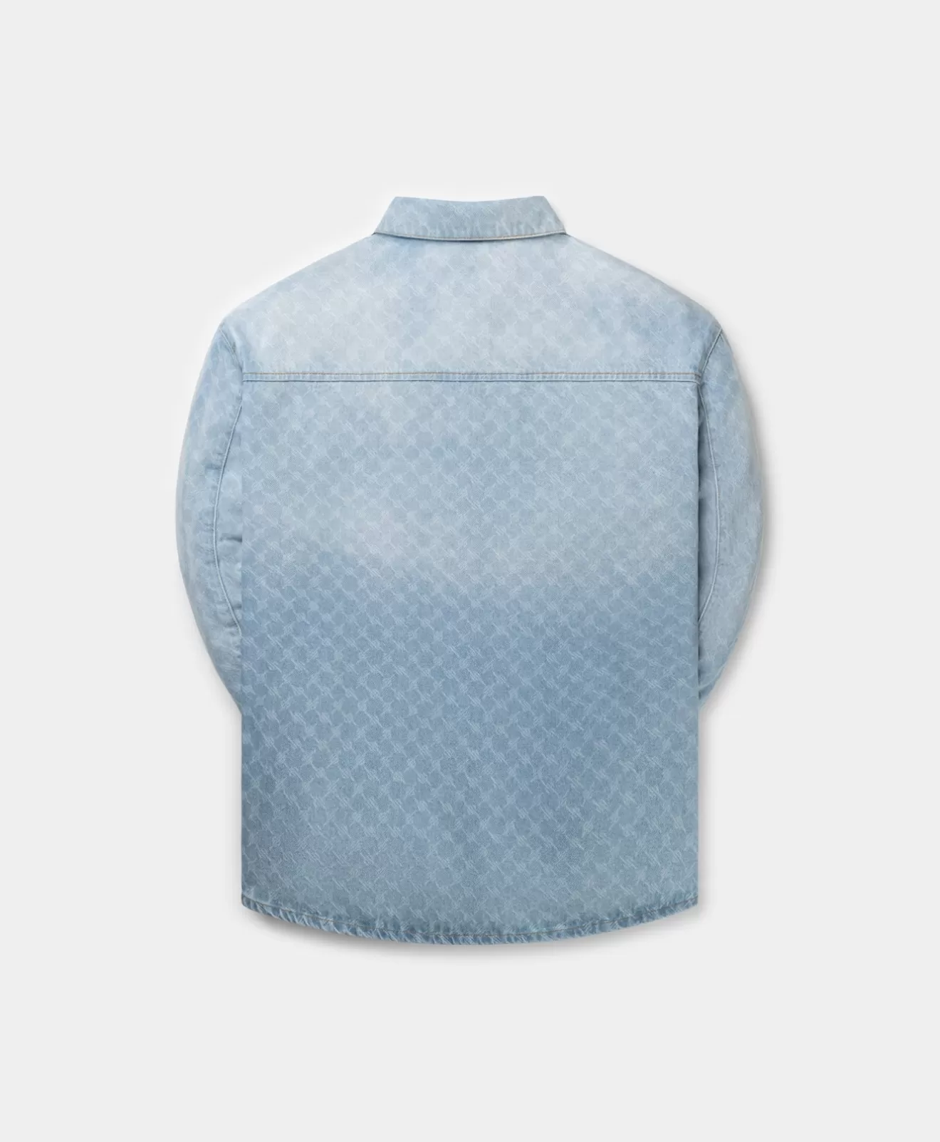 Shop Mid Blue Rahul Monogram Denim Shirt Shirts